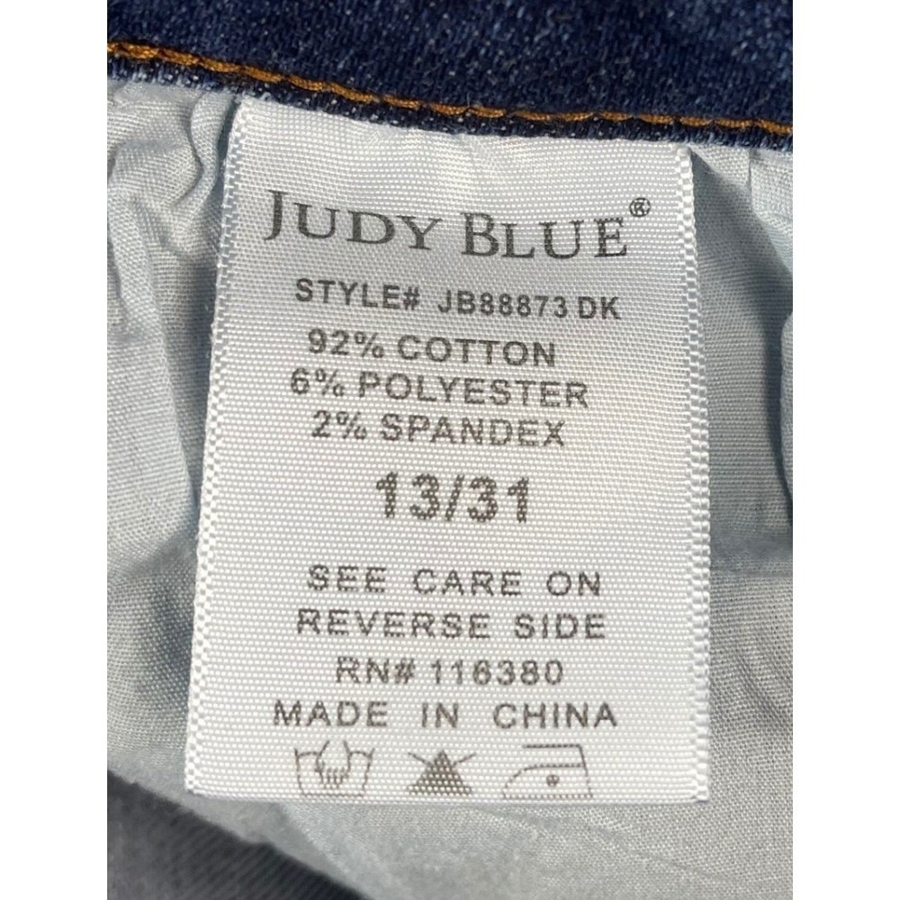 Judy Blue Womens Wide Crop Jeans Dark Wash Raw Hem Stretch Denim 13 31 - Picture 4 of 12